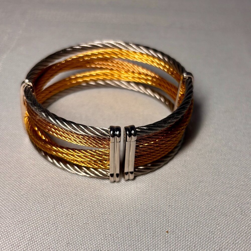 ALOR Tri-color Cable Cuff Interlaced Bracelet, New In Box